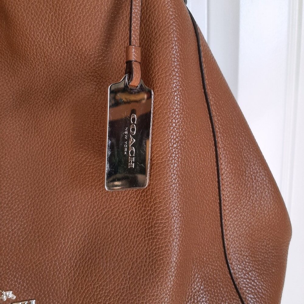 Coach Edie 31 Camel Tan Pebbled Leather Gold Tone Hardware Shoulder Bag - Picture 13 of 16